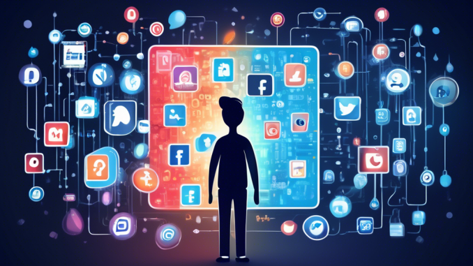 How-to-Delete-Me-Online-Privacy-Protection-Strategies A digital illustration of a person standing in front of a computer screen displaying different social media and online service icons. The person is holding a large eraser, symbolizing the act of removing personal information. Around them, there are padlocks and security shields representing online privacy protection. The background is a matrix of fading binary code to convey the concept of disappearing from the digital world.